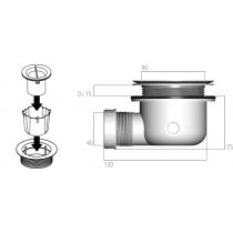 Vaničkový zápachový uzáver s odpadom s Ø 90 mm (sifón), K9363