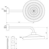 IDEALRAIN SOLOS 3-funkčná hlavová sprcha Ø 330 mm s LED svetlom, s diaľkovým ovládaním, s nástenným pripojením, farba povrchu ušľachtilá oceľ, A7890GN