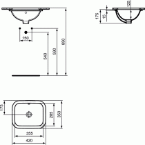 CONNECT Umývadlo pod dosku hranaté 42 cm, E5056