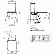 Tesi WC kombi nádrž 3/4,5l, spodné napúšťanie, T356801