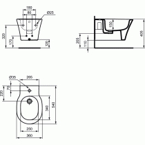 CONNECT AIR Bidet závesný, farba hodvábna čierna, E0266V3