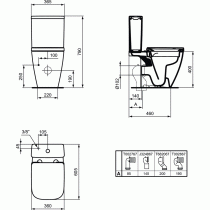 I.LIFE S WC kombi - misa stojacia RIMLESS+ 61x36 cm, T459601