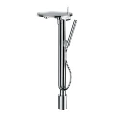 LAUFEN Kartell LAUFEN Vaňová páková batéria (tanier), stĺpik, vrátane syntetickej pružnej hadice 125 cm a ručnej sprchy Twinstick, prietok 9,5 l/min (merané pri ručnej sprche) vr. 1 plastového disku vo vyhotovení transparent, H3213310041211