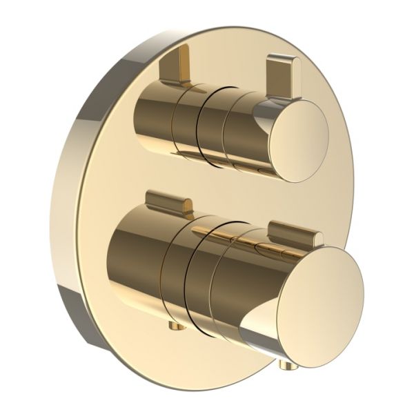 LAUFEN TWINPLUS Vrchná termostatická sada pre podomietkové sprchové batérie s 1-cestným prepínačom, PVD zlatá lesklá, HF905474463000