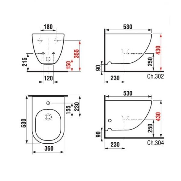 LAUFEN BASAL Bidet závesný,  H8317120003261