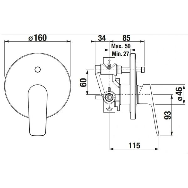 LAUFEN UMA Vaňová podomietková batéria D1+D2 komplet, HF506879100000