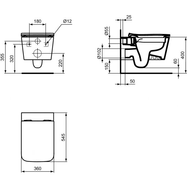 CONCA  Blend Cube WC závesné RimLS+ 55x36 cm, T465601