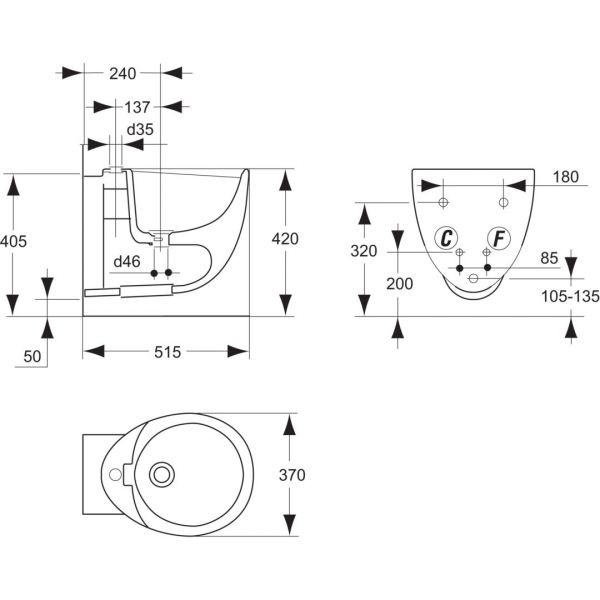 SMALL+ bidet závesný, T507501