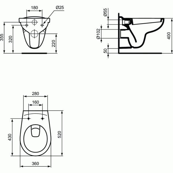 Eurovit WC závesné 53x36 cm, W740601