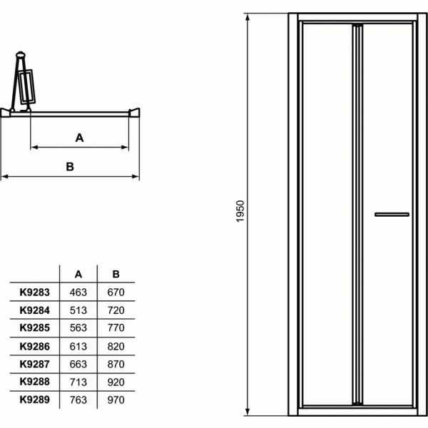 CONNECT 2 Skladacie dvere 85 cm, K9286EO