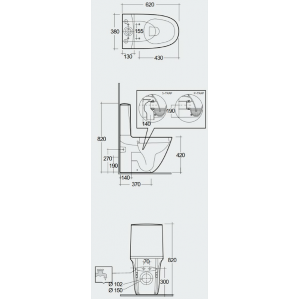 RAK SENSATION RIMLESS WC kombi, PA0051