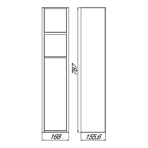 ASIS 150 Vstavaný WC modul 80 cm, 3-dvierkový, chróm/biele sklo, ASIS150CW, 975027850, 975000051