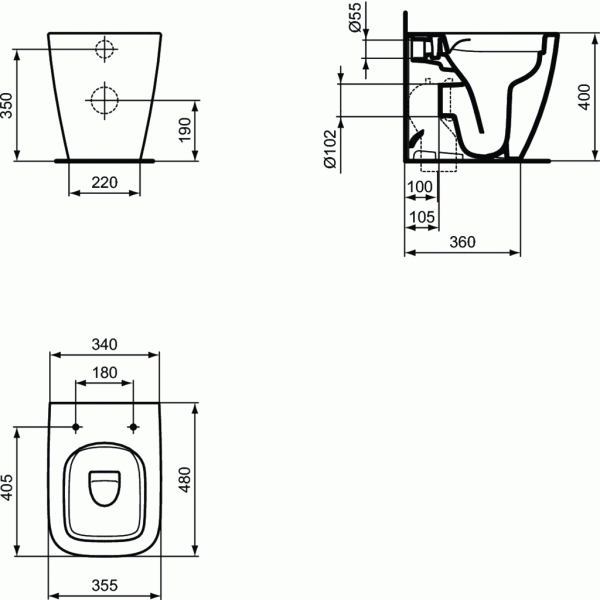 I.LIFE S WC stacionarné RIMLESS+ 48x36 cm, T459401