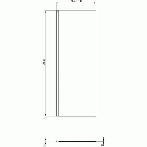 I.LIFE WETROOM Sprchový kút, pevná stena 80 cm, T4870EO