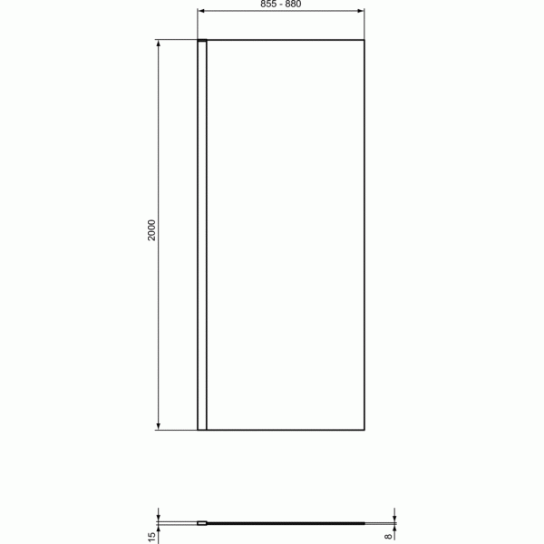 I.LIFE WETROOM Sprchový kút, pevná stena 90 cm, T4871EO