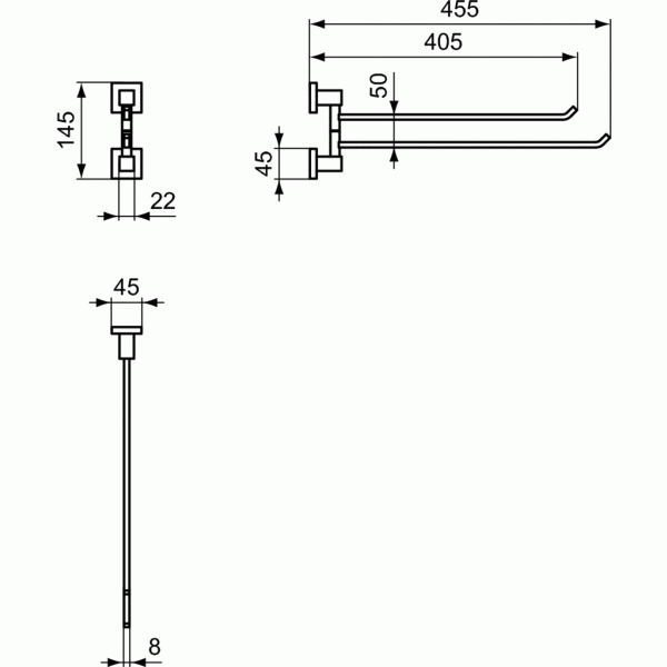 IOM Držiak na uterák dvojramenný 45 cm, E2200AA