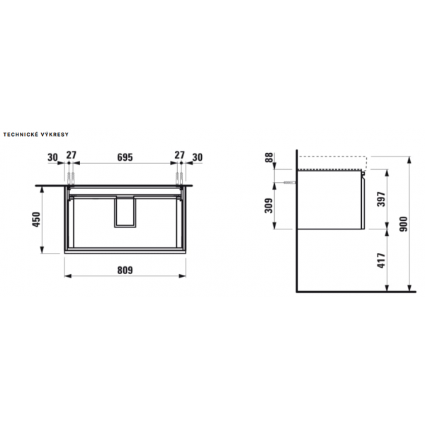 LAUFEN PRO S Umývadlo a skrinka pod umývadlo 85x46,5 cm, PA0062.480, H8139650001041, H4835010964801