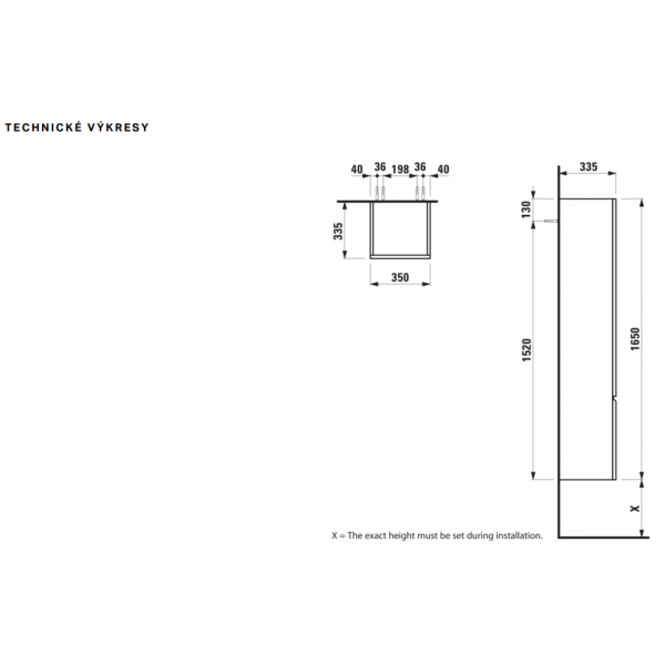 LAUFEN PRO S Vysoká skrinka  35x165 cm, Ľavá H483121095463