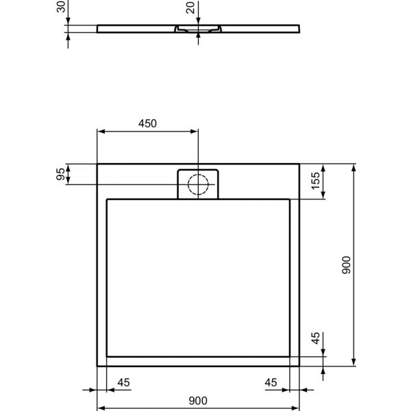 I.LIFE ULTRA FLAT S 90x90 cm Sprchová vanička Betónovo sivá, T5227FS