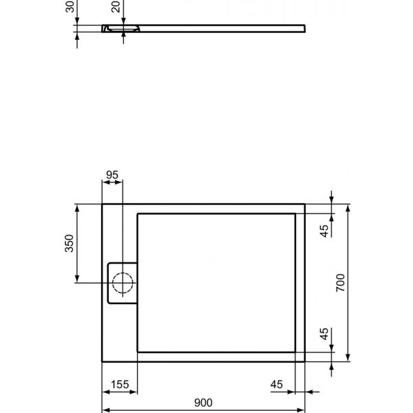 I.LIFE ULTRA FLAT S 90x70 cm Sprchová vanička Piesková, T5237FT