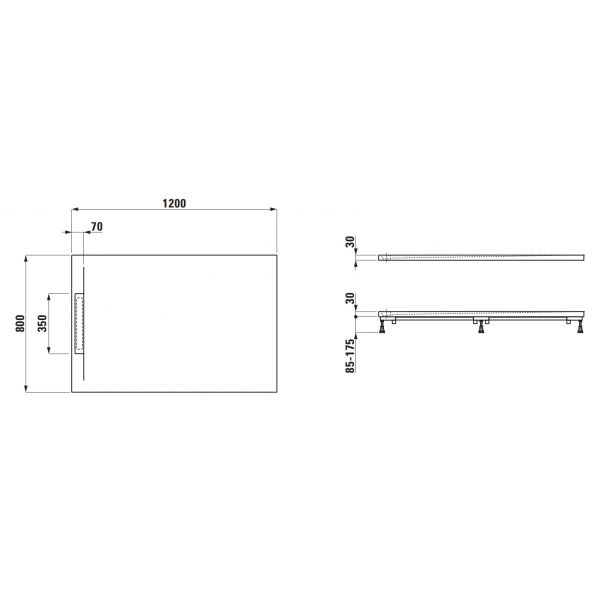 LAUFEN PRO S Sprchová vanička 120x80 cm Betónovo šedá matná štruktúrovaná, H210182079