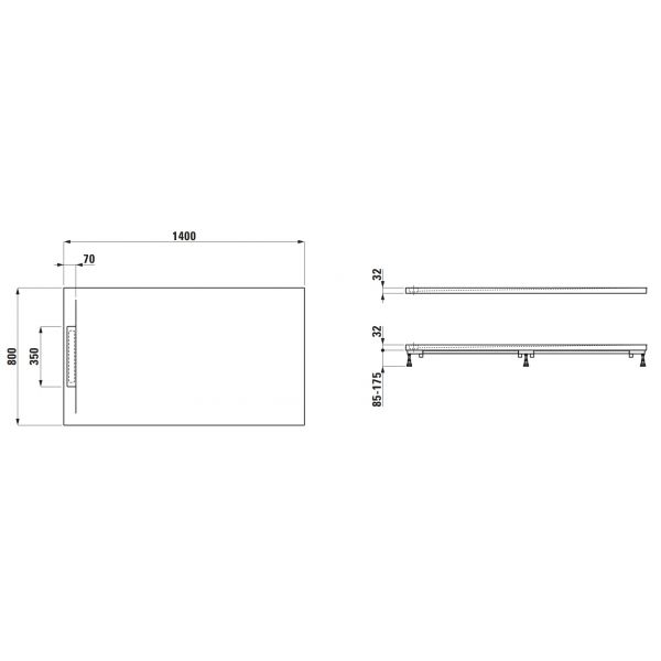 LAUFEN PRO S Sprchová vanička 140x80 cm Antracitová matná štruktúrovaná, H210183078