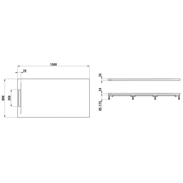 LAUFEN PRO S Sprchová vanička 150x80 cm Antracitová matná štruktúrovaná, H211184078