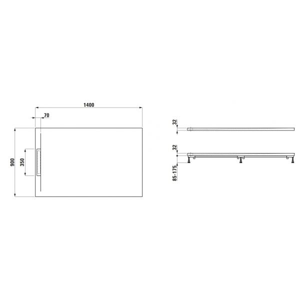 LAUFEN PRO S Sprchová vanička 140x90 cm Antracitová matná štruktúrovaná, H210188078